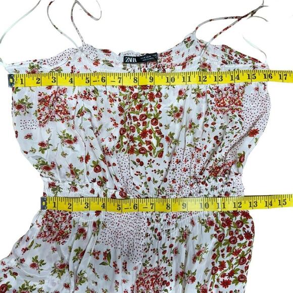 New Zara Patchwork Floral Print Playsuit Romper Size Medium - Picture 13 of 16